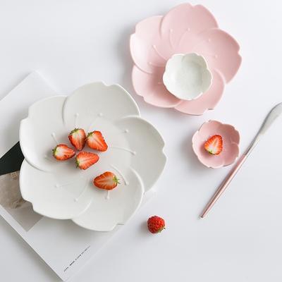 Japans Verloop Petal Servies Westerse Keramische Eetbord Koffiekopje Schotel Dessert Bakkom Bestekset Schotel
