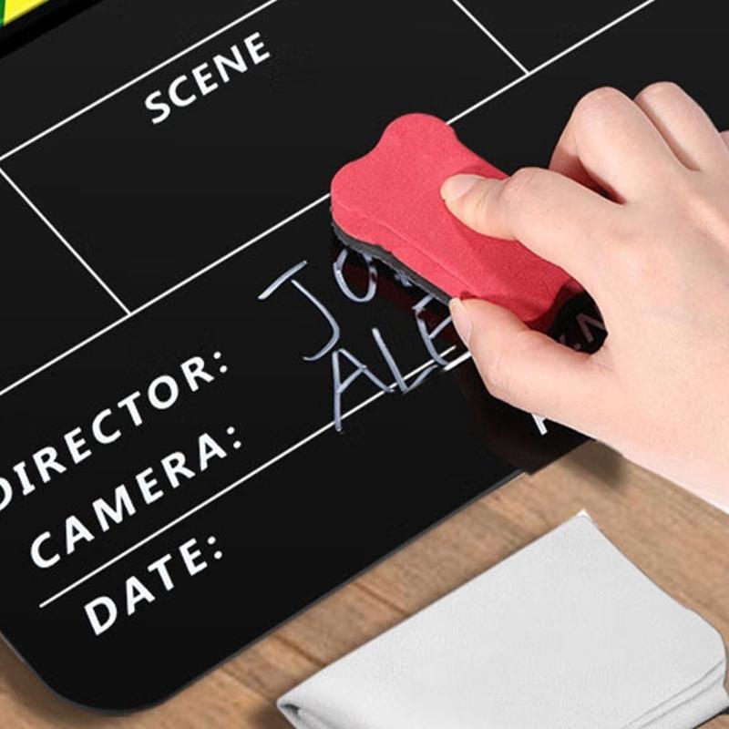 Movie Clapperboard Dry Erasable for Directors and Filmmakers Acrylc Video Scene Clapper Board 10x12Inch Black