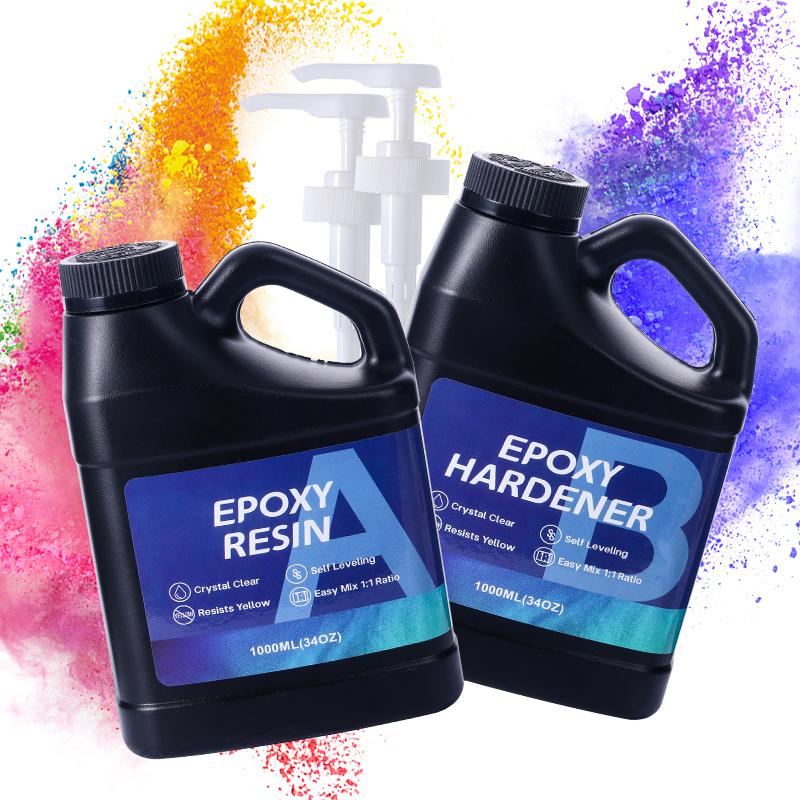 2000ML Epoxy Resin Kit 1:1 Ratio Crystal Clear Epoxy Resin Bubble-Free Anti-Yellowing Resin for Casting, DIY, Resin Art, Molds