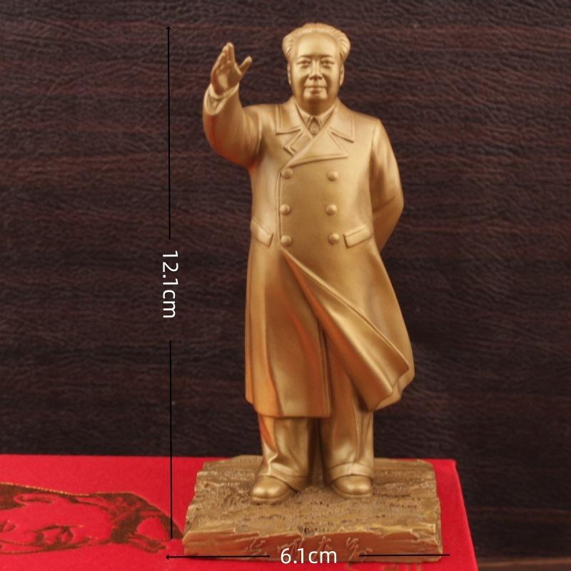 Chairman Golden Waving Brass Mao Zedong Living Room Sculpture Hall Large Founding Statue