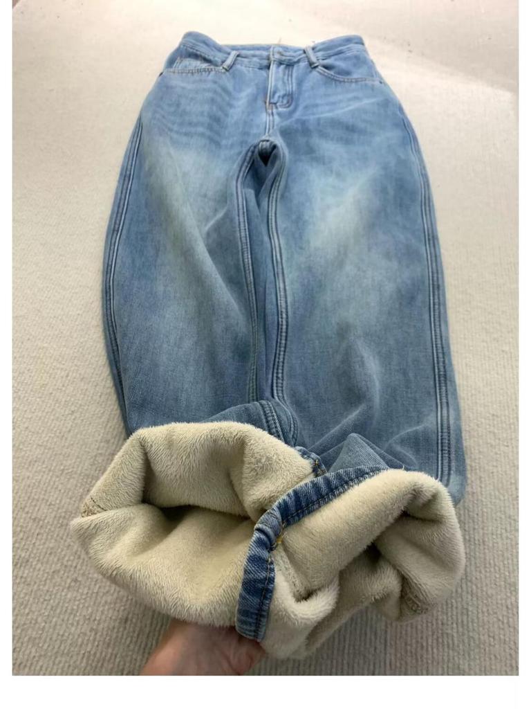 2024 Herbst Damen Retro Koreanische Gerade Bein High-Waist Weite Bein Jeans