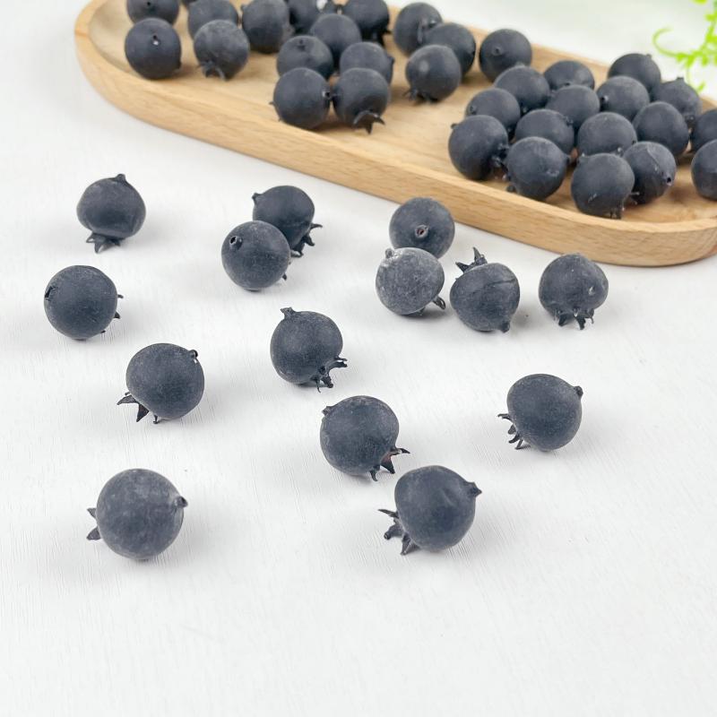 20Pcs Blue Fruit Model Po Props Simulation Blueberry Diy Fake Fruit Artificial Blueberry Simulation Fruit Home Decoration