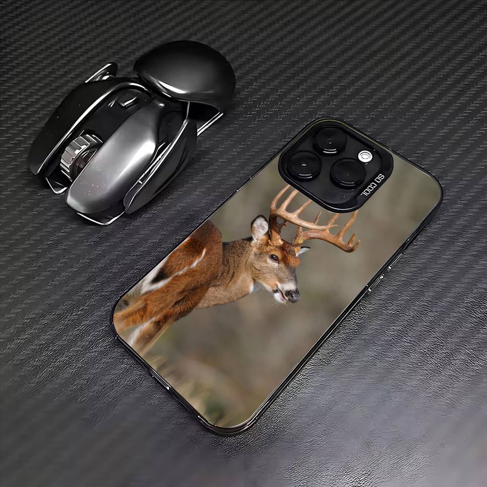 Deer Hunting Phone Case For iPhone17,16,15,14,13,12,11 Plus,Pro Max Colored Silver Plated Inside Cover