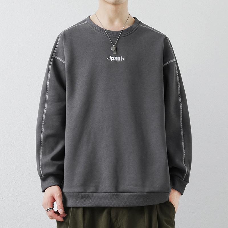 Trendy Brand Round Neck Men'S Sweater Versatile Student Bottoming Shirt Long Sleeve Clothes Spring And Autumn Casual Sweater Men'S