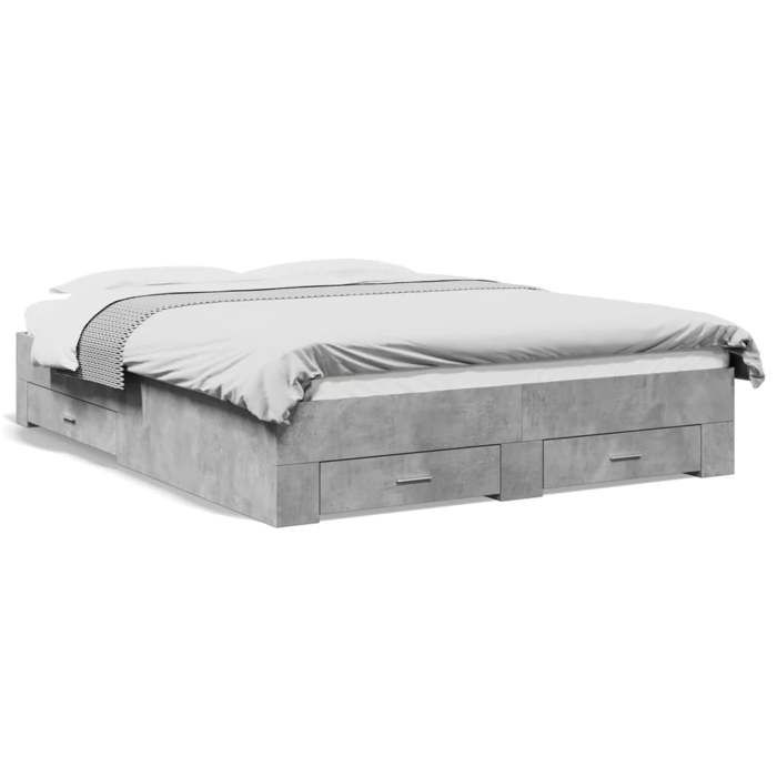 VidaXL Bed Frames and Drawers Concrete Grey 140x200 Cm Engineered Wood, Bed, Storage Bed, Double Bed Frame, Bed 3280387