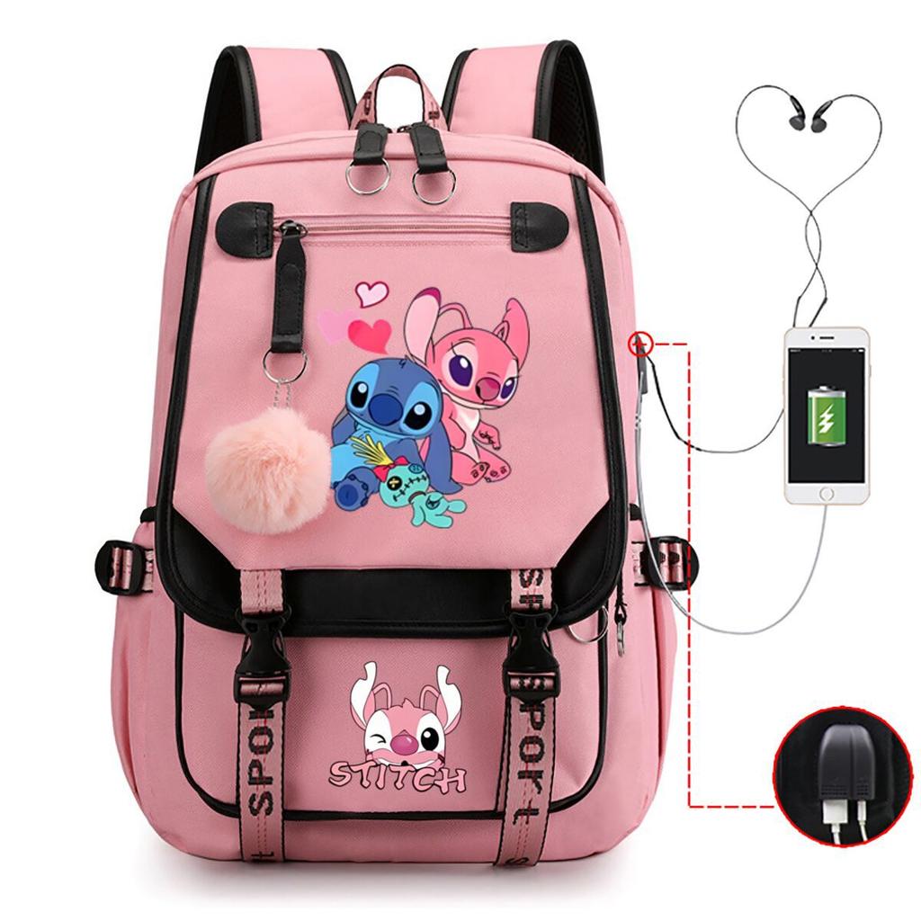 Children'S School Bag Contrasting Color Neutral Backpack Animation Printing Primary And Secondary School Students