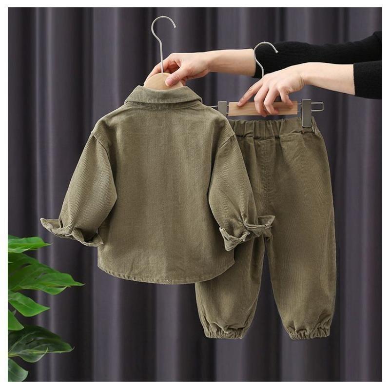 Children's   Corduroy Boys 2 Piece Sets Fashion Kids Long Sleeve Jackets and Baggy Casual Jogger Pants Spring Fall Korean Style