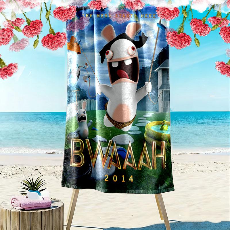Rabbids Invasion Bliss Print Beach Towel, Large Soft Quick Dry Towel for Beach Camping Swimming