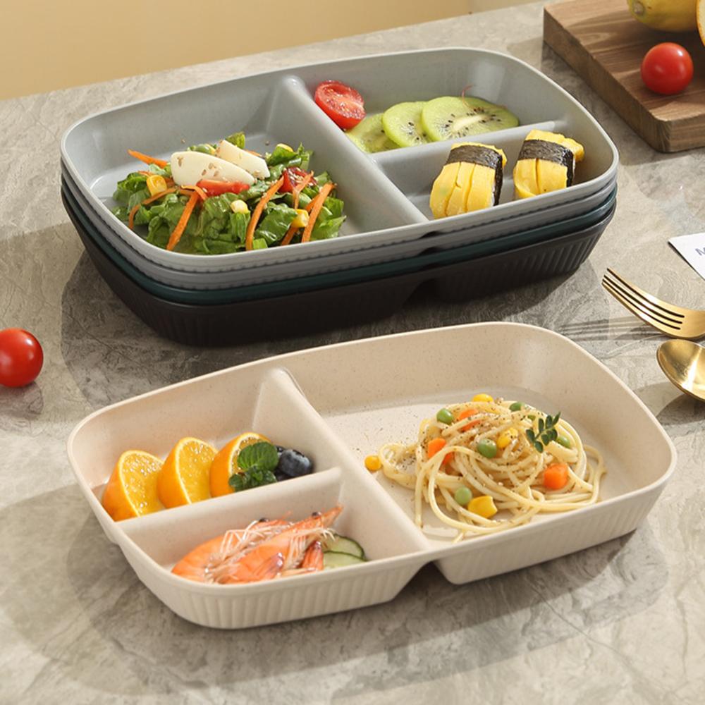 1Pc Divided Dish Diet Reusable Dinner Plate Kitchen Dinnerware Portion Plates For Adults 3 Compartments Microwave Safe