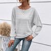 Women's Round Neck Long Sleeve Knit Sweater Loose Fit Casual Fashion Pullover Top