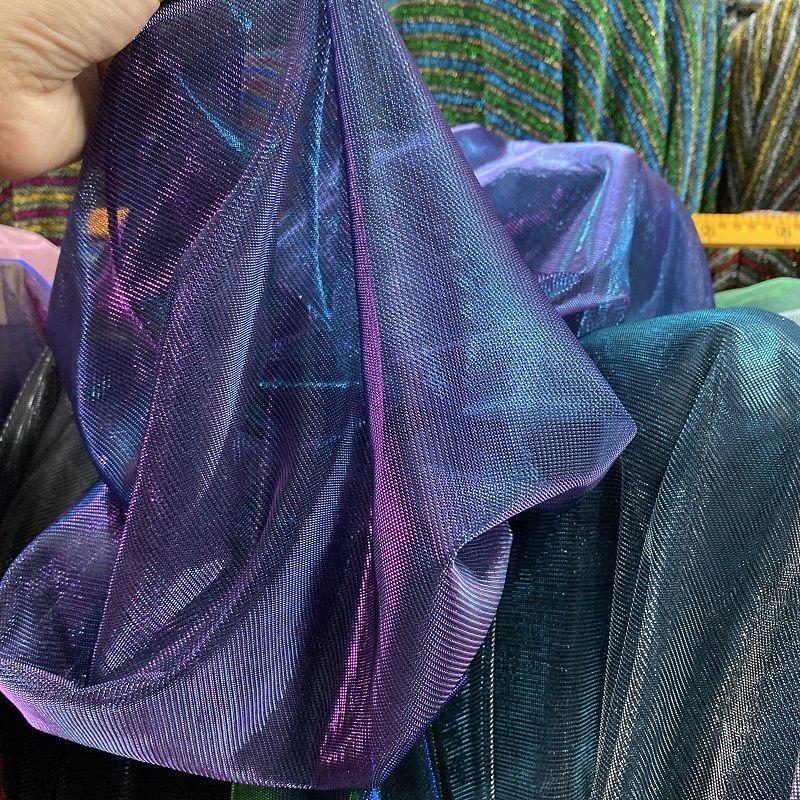Gradient Tulle Glitter Fabric By The Meter for T-shirt Dress Clothes Hair Accessory Diy Sewing Shiny Cloth Soft Thin Silver Red