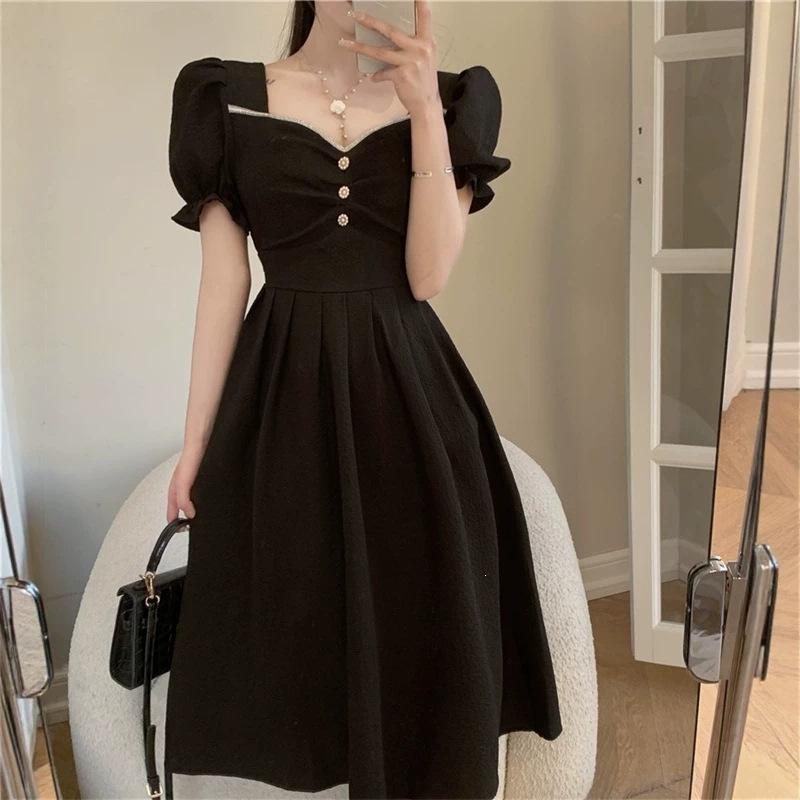 [Original fabric + lining] French retro niche design, high-end dress, summer gentle temperament long dress