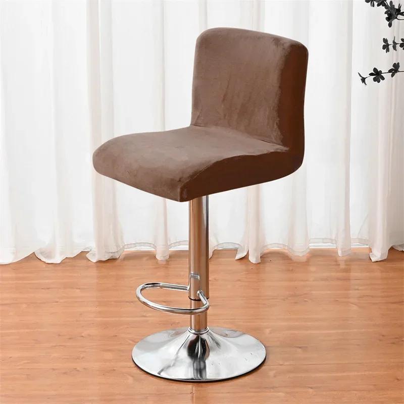 Stool Chair Cover Stretch Low Back Chair Seat Case Rotating Lift Chair Cover Solid Color Dining Protector Covers Home Velvet Bar