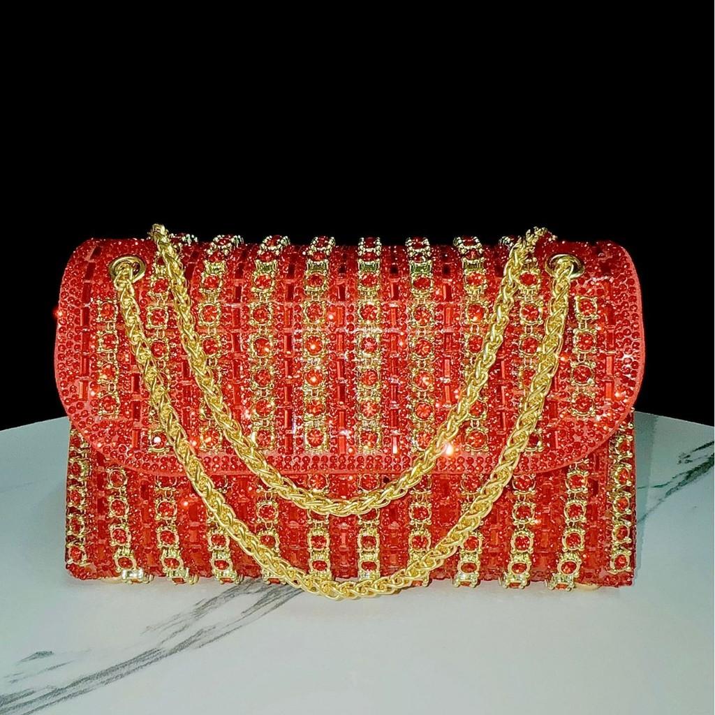 Crystal Embellished Clutch Handbag With Satin Lining For Evening Events And Party Wear