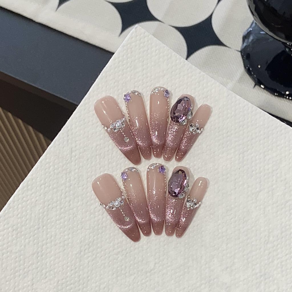 Pink Gradient Cat Eye Pearl Small Broken Diamond Chain Purple Boutique K9 Diamond Loliya Patch