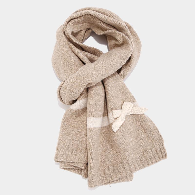 Winter Bow Decoration Hat Scarf Gloves Three Piece Set Sweet and Fashionable Anti Cold Warm Hat Set