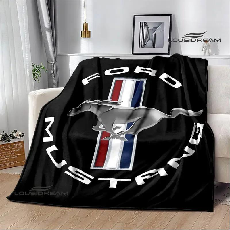 Mustang Car Logo Printed Blanket Flannel Blanket Warm Blanket Blankets for Beds Rainbow Blanket Picnic Blanket Birthday Present