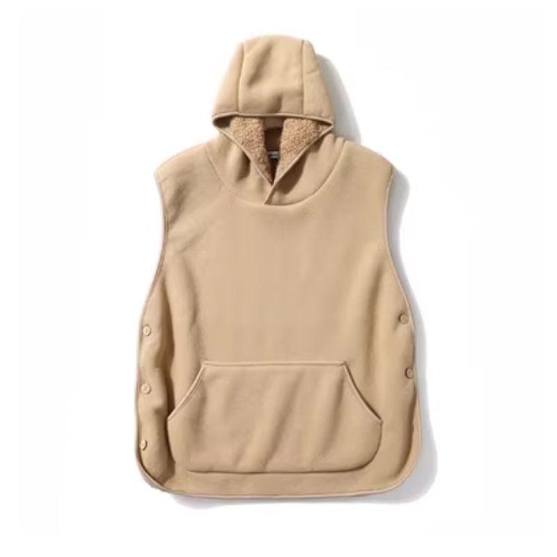 Gilet d'hiver pour femme avec capuche, fermeture à boutons latéraux, isolation thermique en polaire