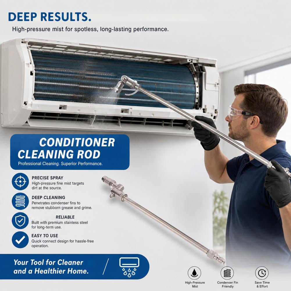 360° Swivel AC Cleaning Wand Rotating Fan Nozzle – 1/4" Quick-Connect, Universal Fit, Wide-Angle Spray for HVAC Coils