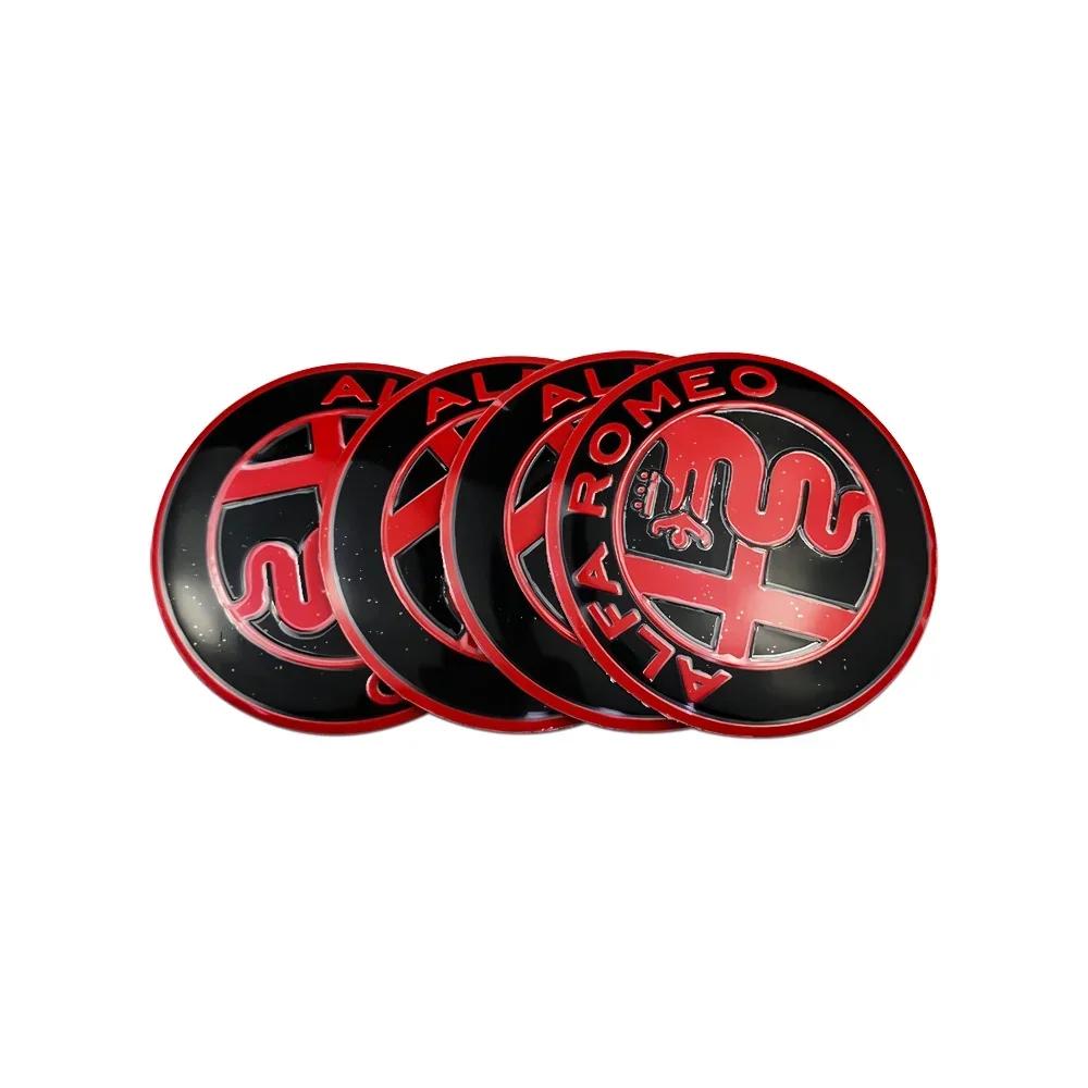 60mm 65mm Alfa Romeo Wheel Hub Caps Sticker 4Pcs Car Wheel Center Caps Emblem For Giulia Stelvio Giulietta 147 Mito Accessories WZACF1