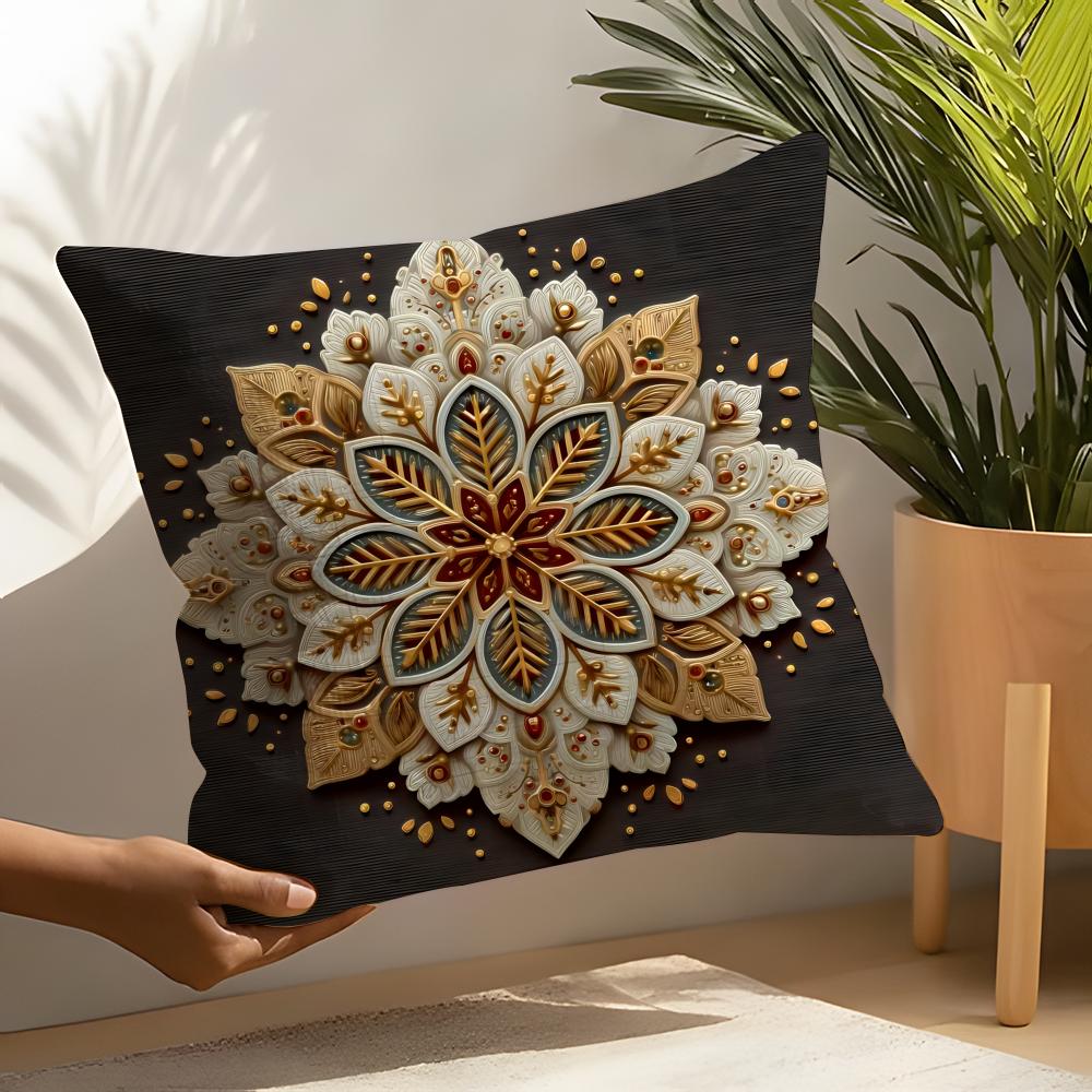 Colorful Snow Hexagonal Maple Leaf Print Pillow Case Home Living Room Decoration Linen Pillowcover Pillow Cases Cushion Cover