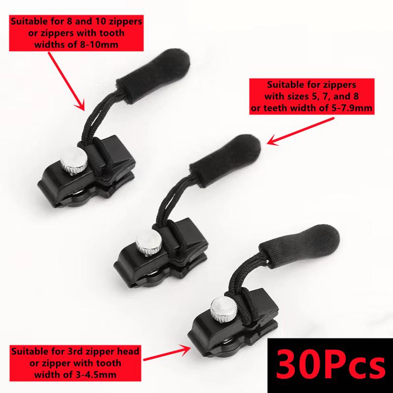3/30Pcs Universal Zipper Sliders Instant Zipper Repair Replacement Kit Durable Fix Zipper Sliding Teeth Screw Zipper Head