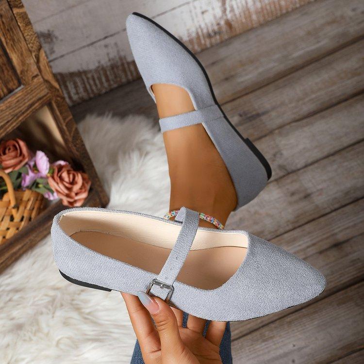 

Mary Jane single shoes women s spring and autumn 2025 new European and American foreign trade large size shallow mouth pointed flat bottom casual 43 светло-серый