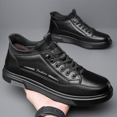 Lässige Lederschuhe Herren Board Schuhe Herren 2025 neuer Herbst Trend vielseitige weiche Sohle schwarz Trend Herrenschuhe 2025