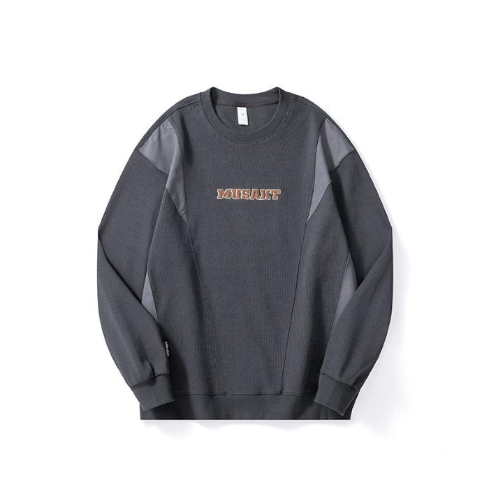 

Осенне-зимний свитер с круглым вырезом, мужской свободный, большого размера, сращивание, одежда с круглым вырезом, мужские топы с длинными рукавами, модные мужские 4XL темно-серого