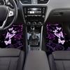 4pcs Purple And White Non-Slip All-Weather Butterfly Car Floor Mats For Front And Rear Seats - Stylish Auto Interior Decoration