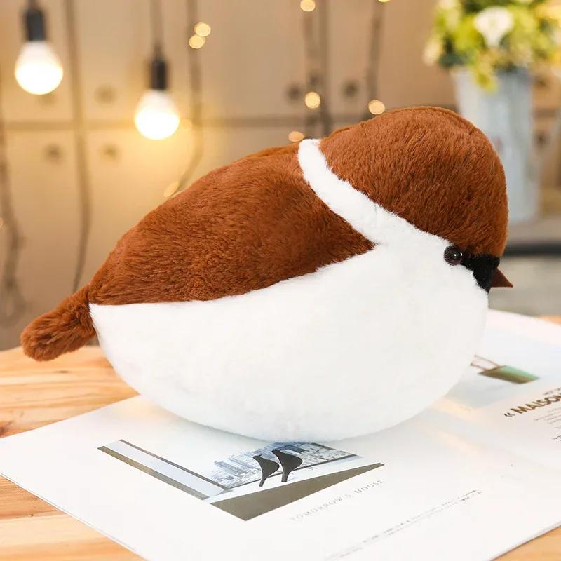 Zachte Schattige Realistische Pluche Vogel Dier Mus Pluche Speelgoed Met Pluizig Nest Zacht Speelgoed Grappig Creatief Cadeau Voor Kinderen Vrienden about 30x40cm