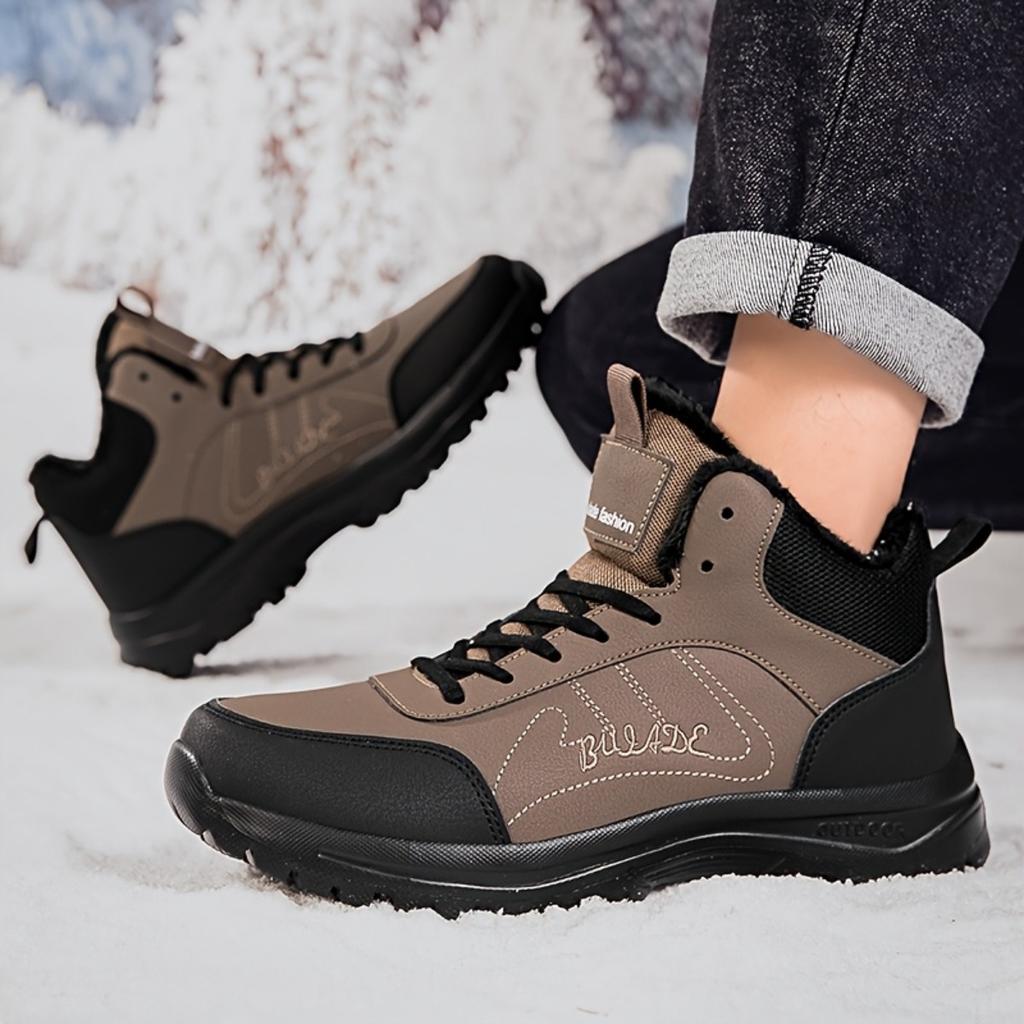 Men's Shoes Winter Thick and Cotton Mid High Top Casual Sports Shoes Warm Outdoor Shoes Lightweight and Non Slip Dad Shoes Walking Shoes