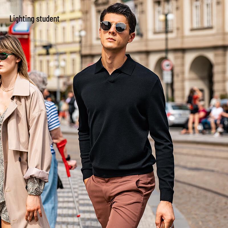 

Men s Machine Washable 100% Wool Seagull Collar Sweater L (175)