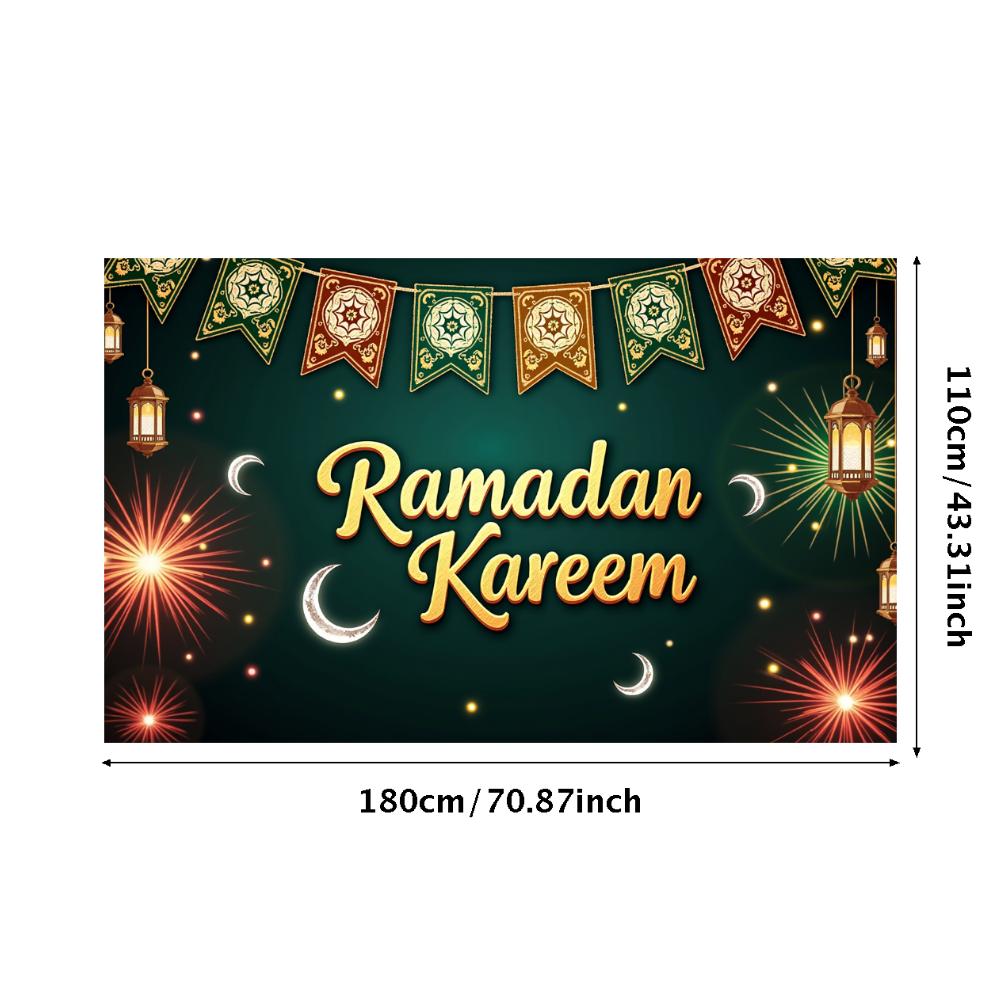 Ramadan Kareem Banner Mosque Lanterns Festive Welcome Backdrop Ramadan Mubarak Party Home Decor Photography Props Background