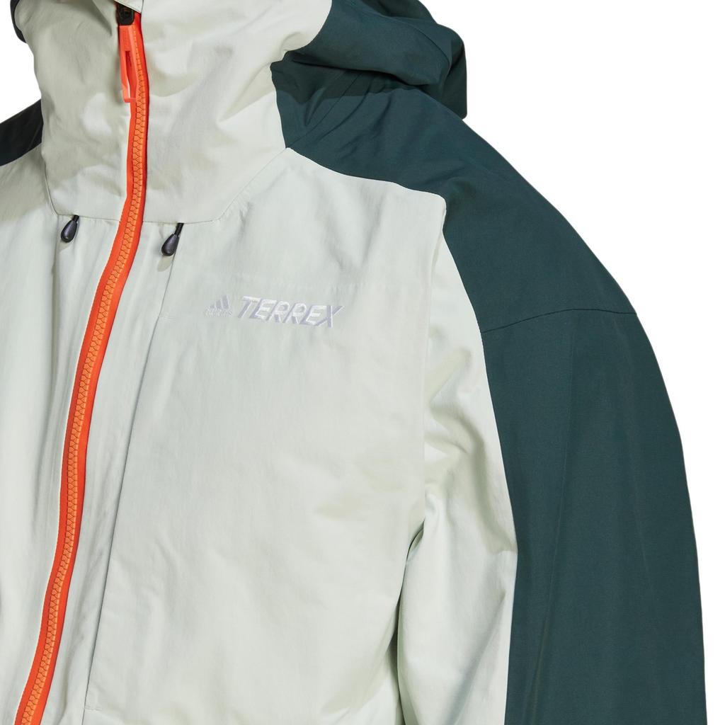 Adidas Jachetă de schi cu glugă și fermoar cu imprimeu de marcă Serie Terrex Bărbați Jachetă Verde HC7727