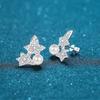 Sterling Earrings Women With 6-7mm Freshwater Pearl 68-Facet Moissanite Floral Leaf Design