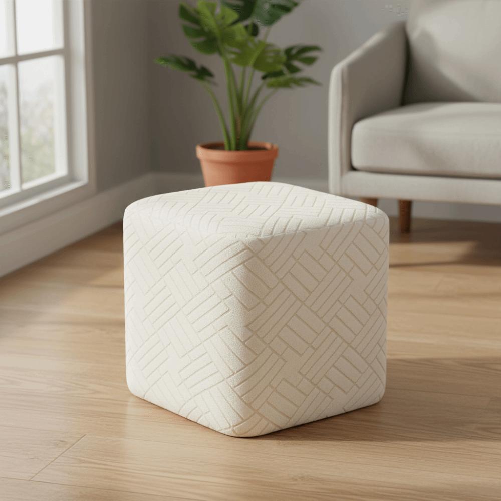 Jacquard Ottoman Footstool Cover Elastic Furniture Dust Cover Nordic Stool Cover Living Room