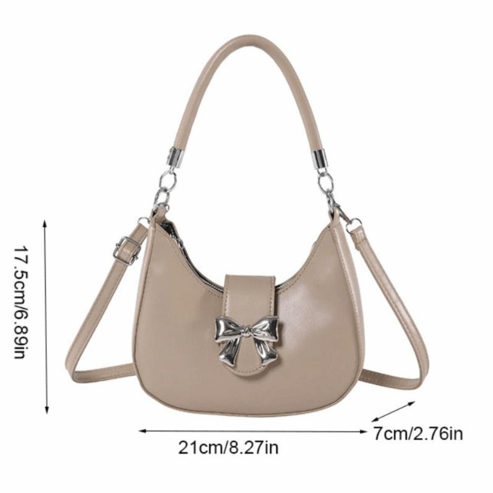 Y2k Style Dumpling Shoulder Bag Bow Half-moon Handbag Sweet Bowknot Crossbody Bag  Travel