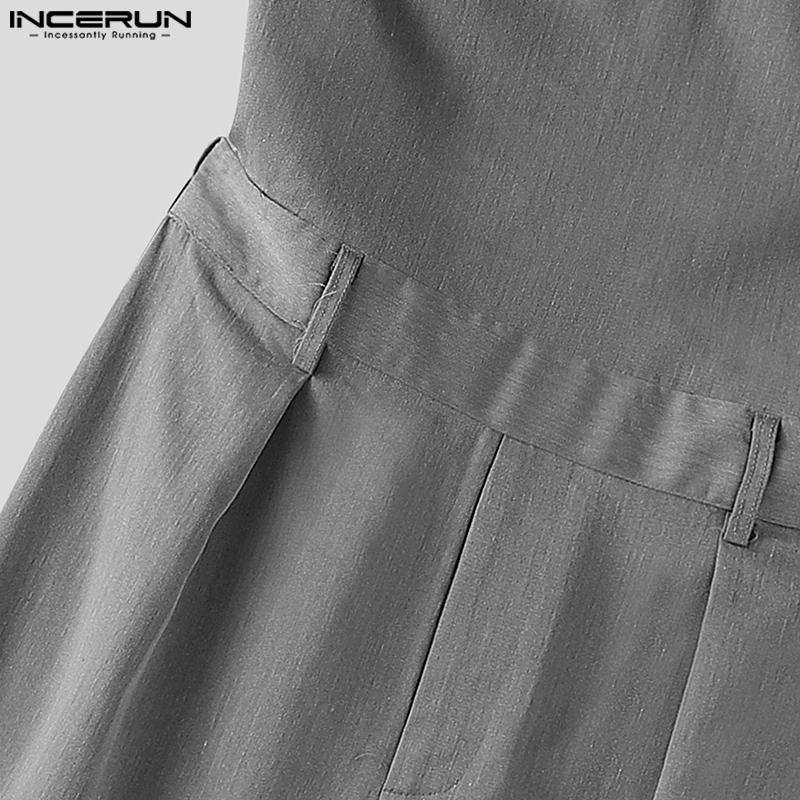 INCERUN Men Zip-up High Waist Tube Design Casual Long Loose Pants Trousers