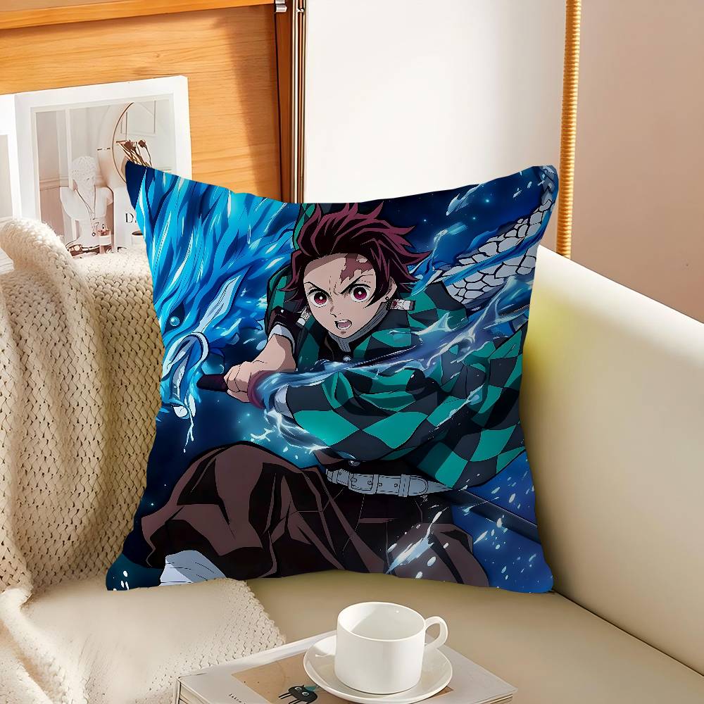 K-Kamado T-Tanjiro Cushion Cover Car Throw Pillow Case For Sofa Car Christmas Gift 40x40cm 45x45cm
