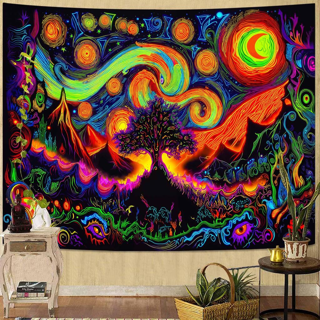 Rainbow Sea Turtle Tapestry, Colorful Underwater Print with Jellyfish & Coral, Wall Hanging for Bedroom Living Room Beach Decor