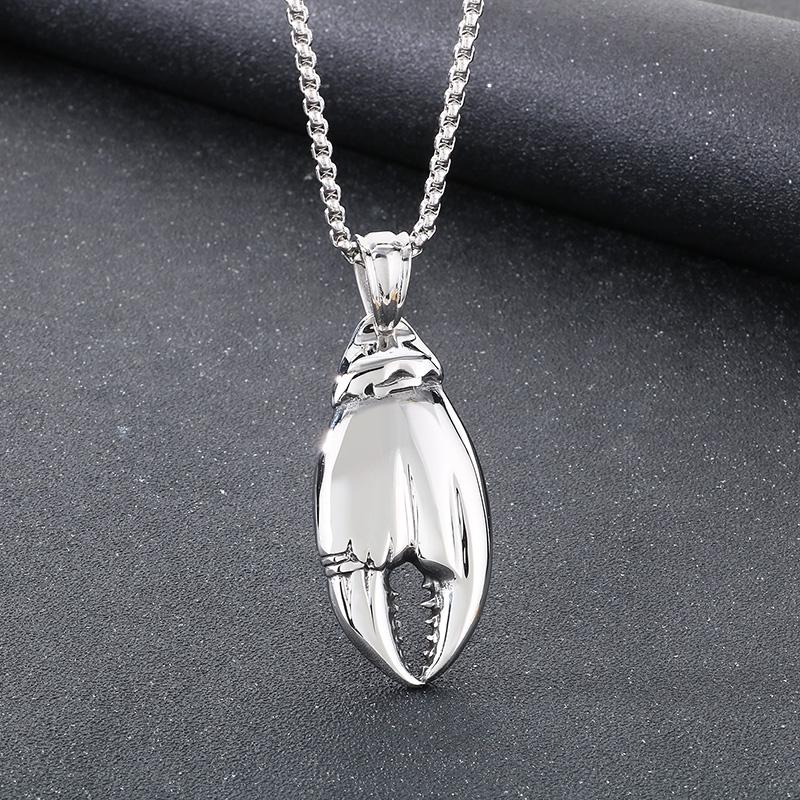 Hip Hop Shiny Golden Crab Pincer Pendant Necklace for Men Women Creative 316L Stainless Steel Jewelry Male Charm Accessory Gift