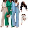 2 Piece Outfits for Women Long Sleeve Button Down Shirts And Wide Leg Pants Sets Casual Tracksuit Loungewear