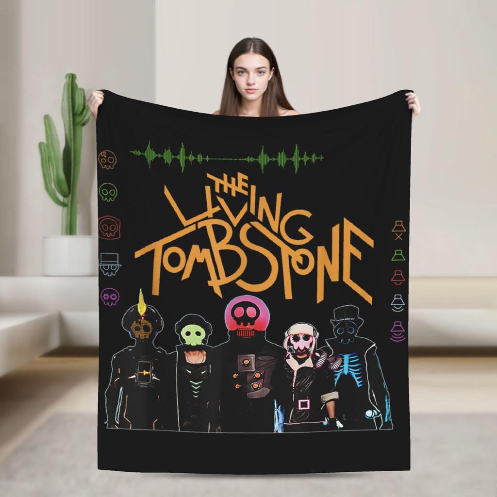 The Living Tombstone Motion Skull Plush Blanket Singer Vintage Throw Blanket for Quilt 125*100cm Warm