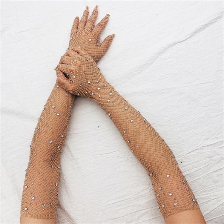Strass-Langhandschuhe Fischernetz-Langhandschuhe Damen Netz-Langhandschuhe Tanzhandschuhe