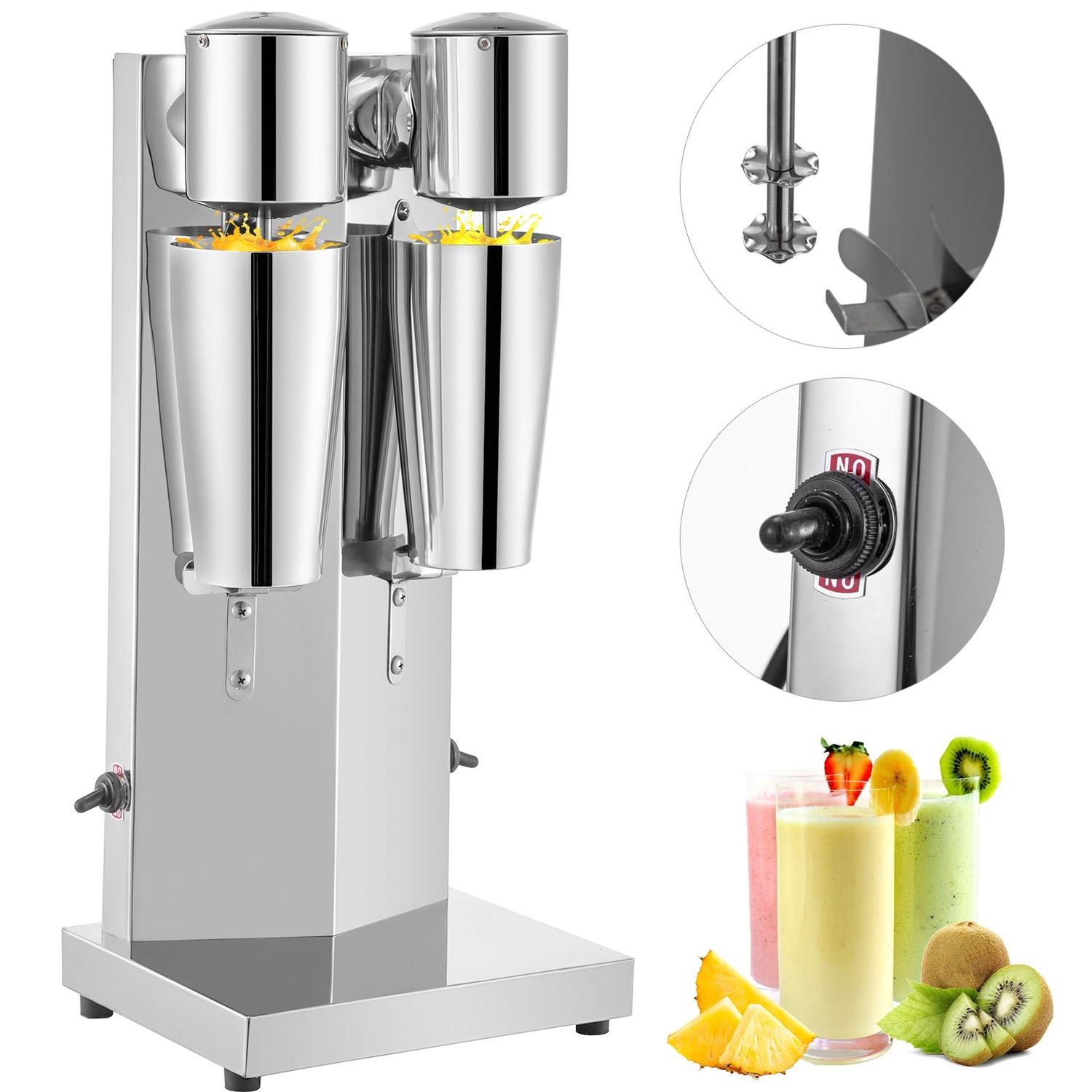 Buying Solutions, MB Milkshake Maker Kit, Elektrische Milkshake Maker van Roestvrij Staal, 180W Milkshake Machine, Dubbele Kop Klassieke Milkshake Maker met 800ml Beker, Zilver
