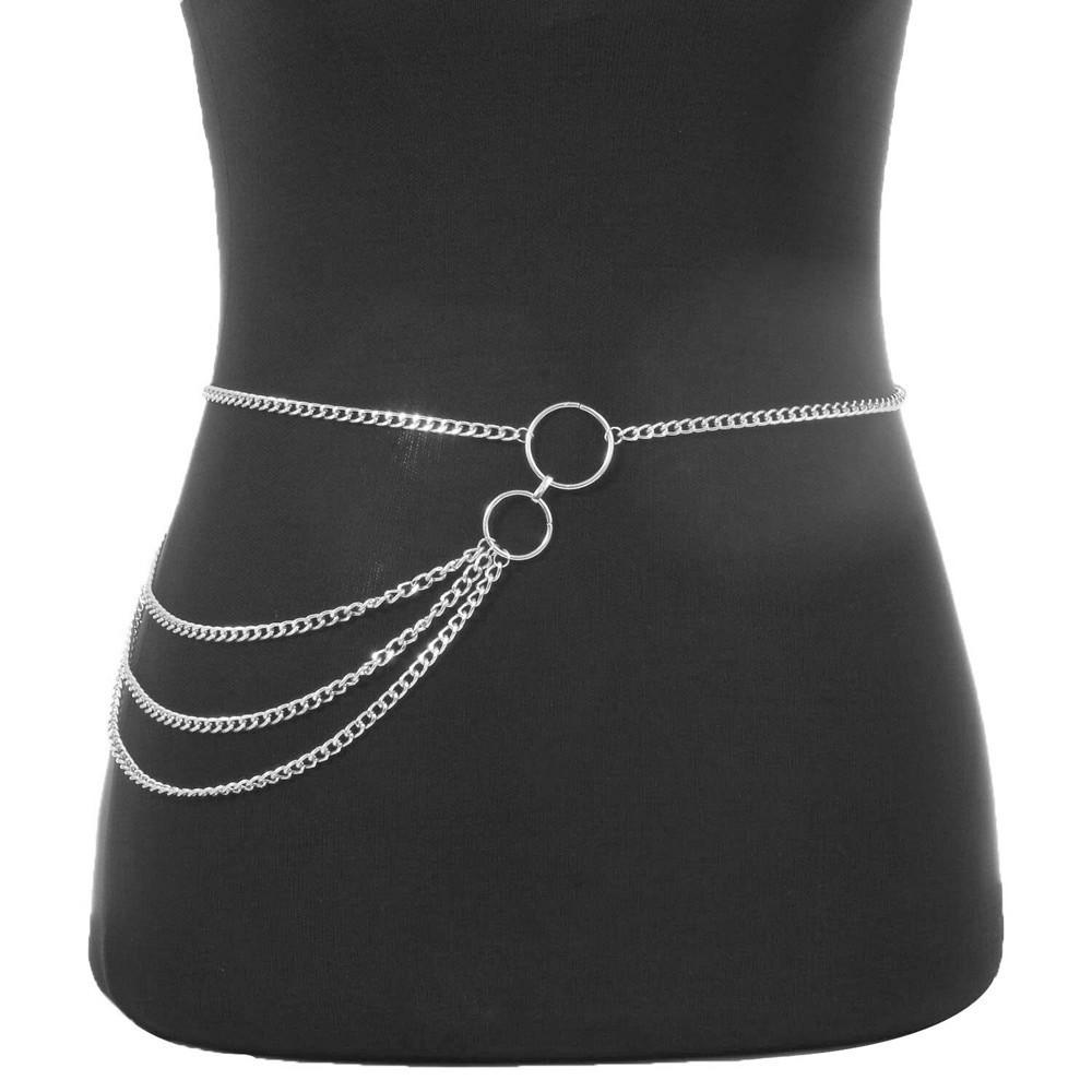 Simple Personality Versatile Geometric Waist Chain, Metal Sexy Multi-layer Fringed Fashion Body Chain
