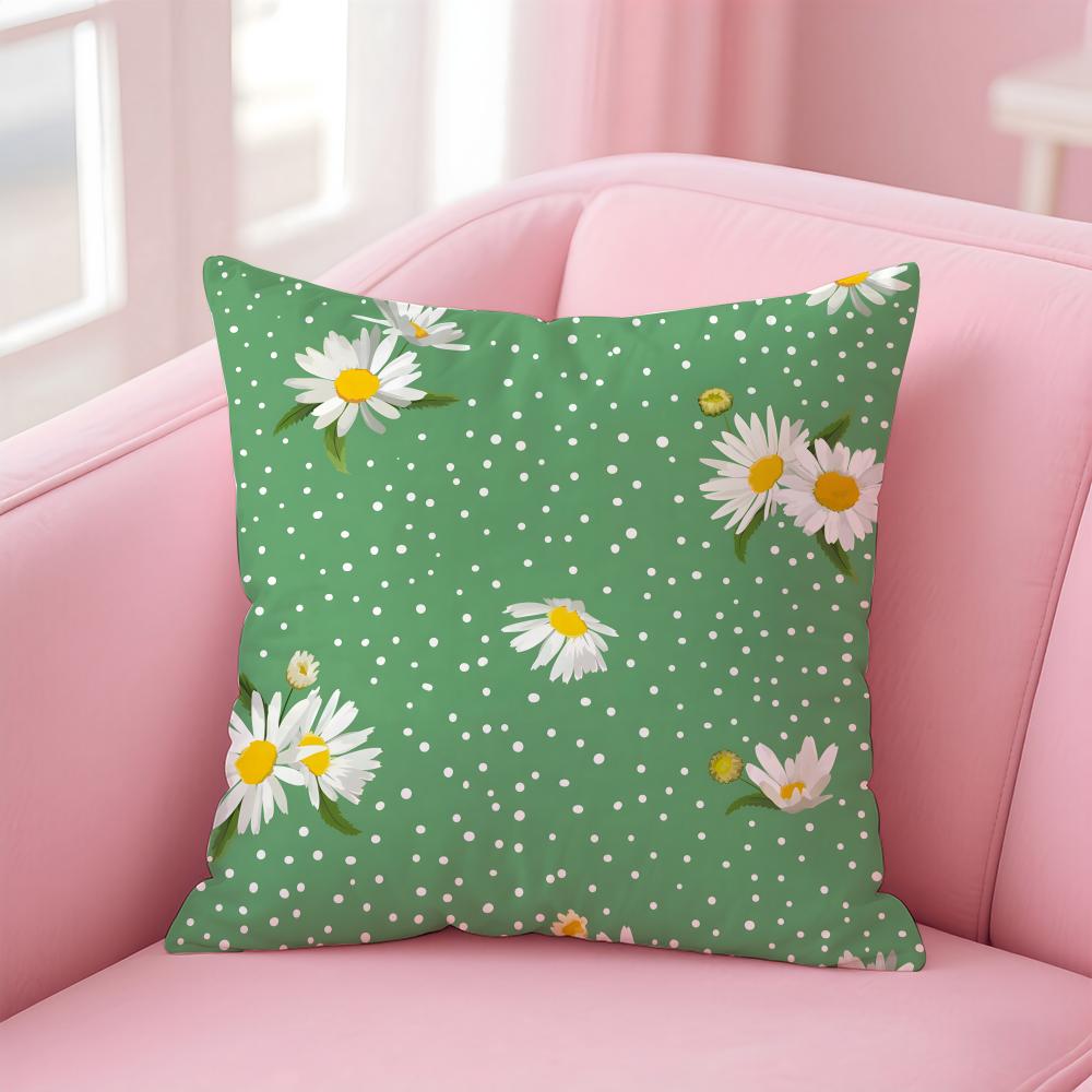 Ssmall Daisy Cushion Cover Pillowcase Short Plush Invisible Zipper Room Sofa Cushion Cover