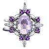 Luxury New European Beautiful Women's Three-piece Ring Inlaid Amethyst Zircon Ring Wedding Engagement Jewelry
