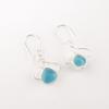 Blue Cat's Eye Gemstone 925 Stamped Silver Jewelry Handmade Hook Earrings 1.50" EE-2-43